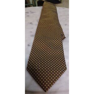 Kenneth Cole Mens 100% Silk Tie Hand Made  Gold & Brown